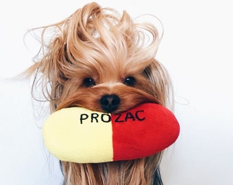 Prozac Pill Squeaky Dog Toy