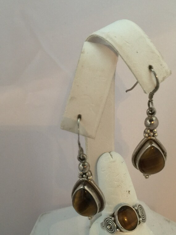 Vintage sterling silver Taxco tiger eye jewellery
