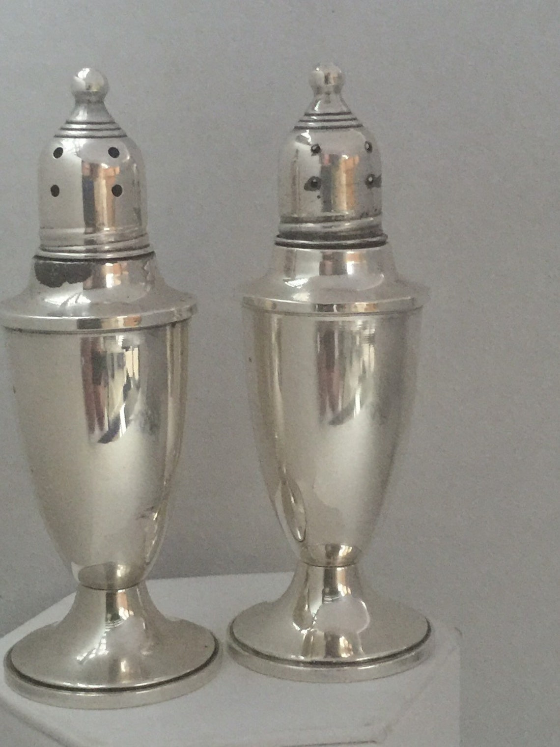 Vintage Empire Sterling silver weighted salt & pepper shakers Etsy