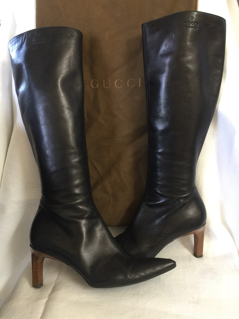 black leather gucci boots