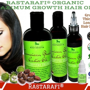 Rastarafi® Pure Jamaican Black Castor Oil Extra Dark /Potent | Hair Growth -Grow Thicker Longer Hair Fast