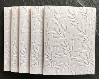 Embossed note cards with leaves, Set of 5 or 10, Nature cards, Minimalist card, Handmade greeting, Thank you, All occasion, Sympathy Cards