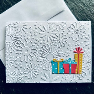 Tarjeta de cumpleaños con relieve, tarjeta floral para niñas, regalo de cumpleaños hecho a mano, tarjeta de cumpleaños personalizada, para nieta, tarjetas de felicitación