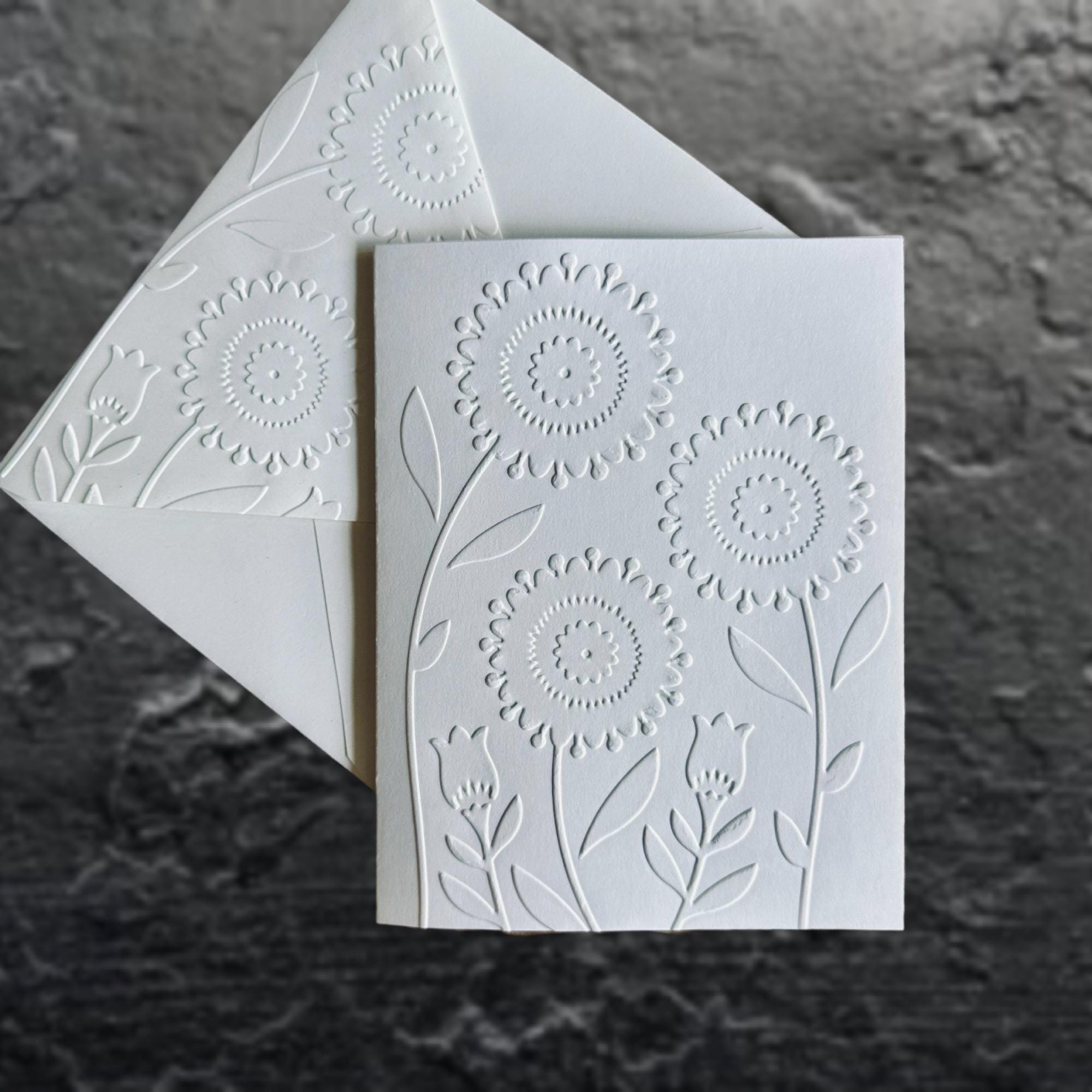 Embossed Floral Greeting Cards Set, Set of 5 or 10 Blank Botanical ...
