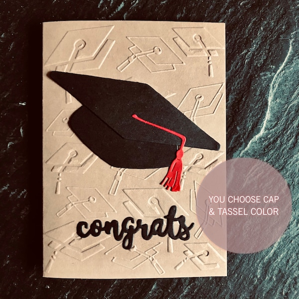 2024 Graduation card, Embossed cards, Handmade greeting, Custom card, Card for him, For her, Graduation cap, College graduate, High school