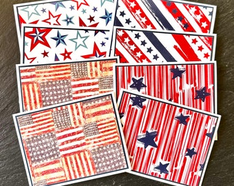 Handmade patriotic greeting cards for Veterans Day, Labor Day, Memorial Day, Fourth of July in red white and blue, Military cards, Blank