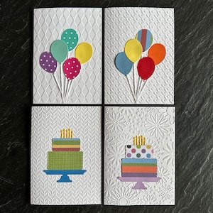 Birthday card set for boys and girls, handmade greeting, kids birthday card pack, card assortment, cards with balloons, birthday card bundle