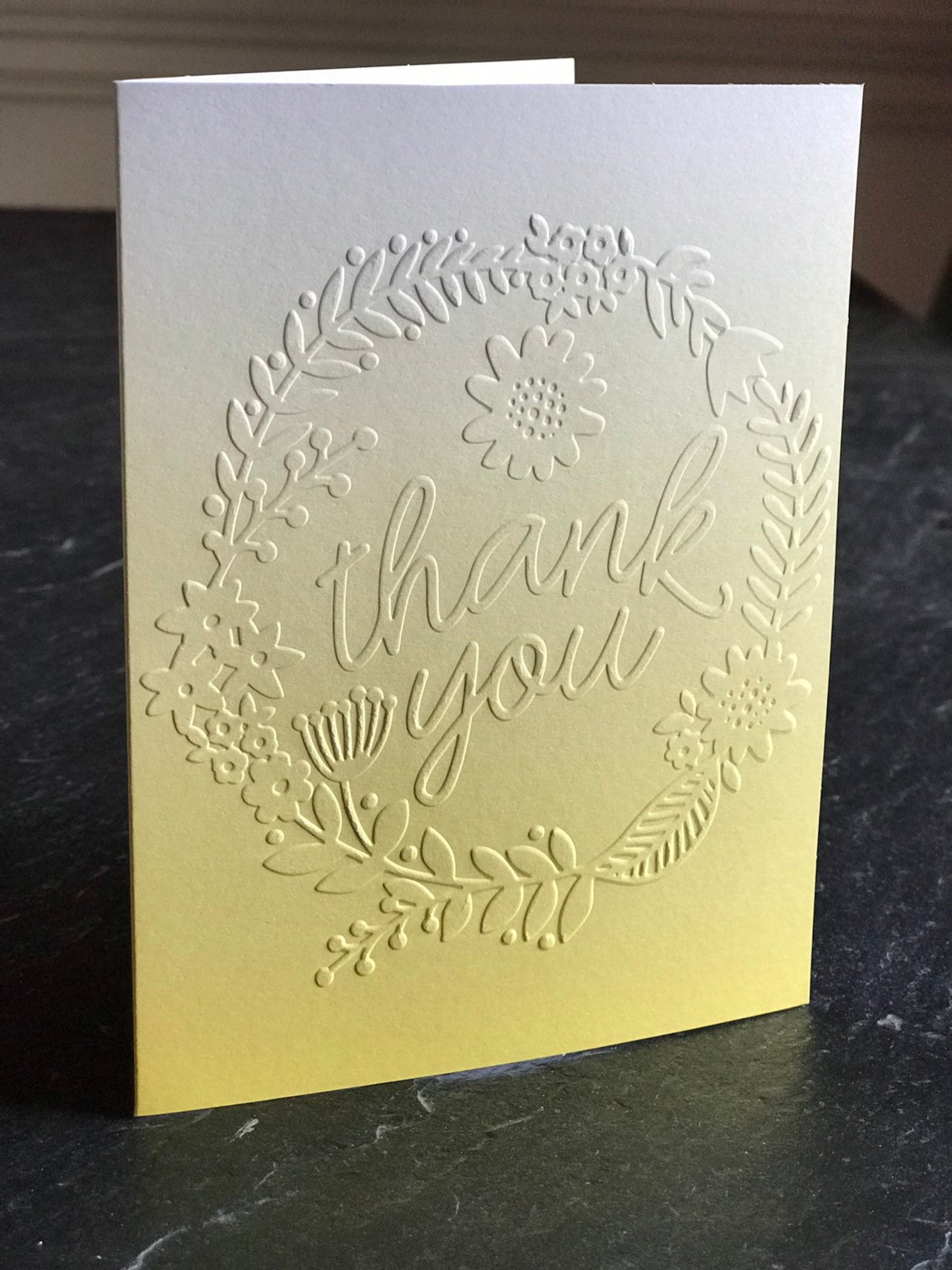 Handmade Embossed Floral Thank You Cards in an Ombre Pattern, Set of 6 ...