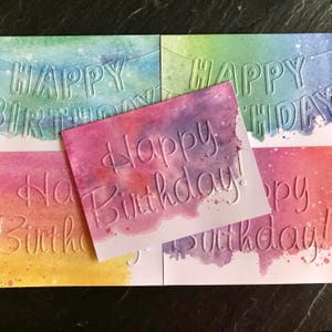 Watercolor birthday cards set, Embossed card pack, Handmade Birthday Greeting Cards, Birthday Card Assortment, For Him, For Her, In bulk