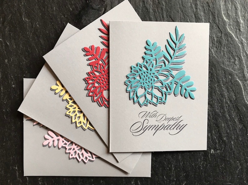 Card set Sympathy card pack Blank card Floral card Sorry for your loss Handmade greeting card Die cut card Condolence card