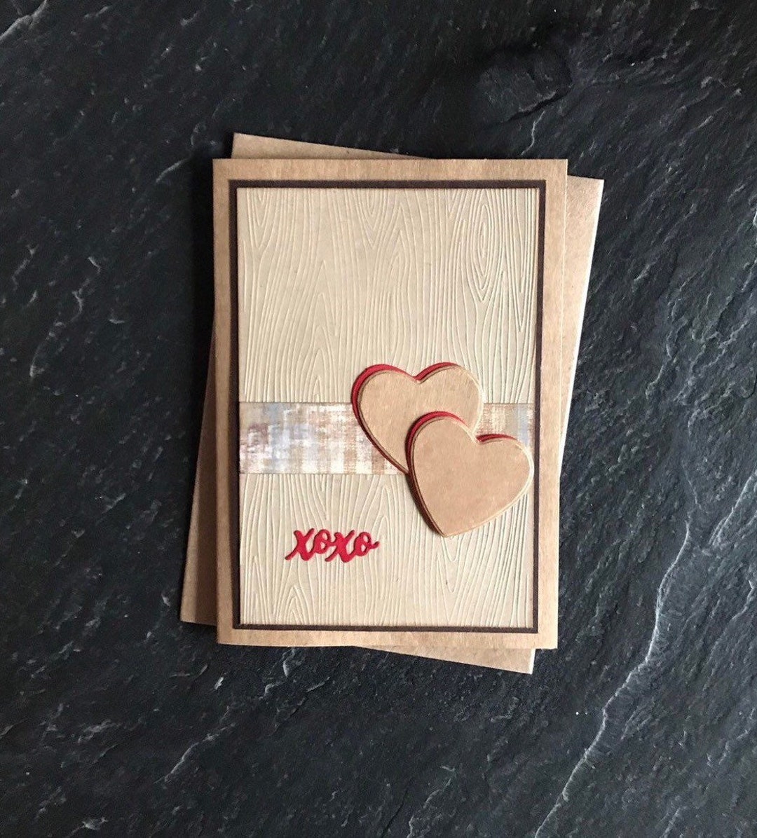 Rustic Valentines Day Card for Him or Her With Wood Grain and Hearts ...