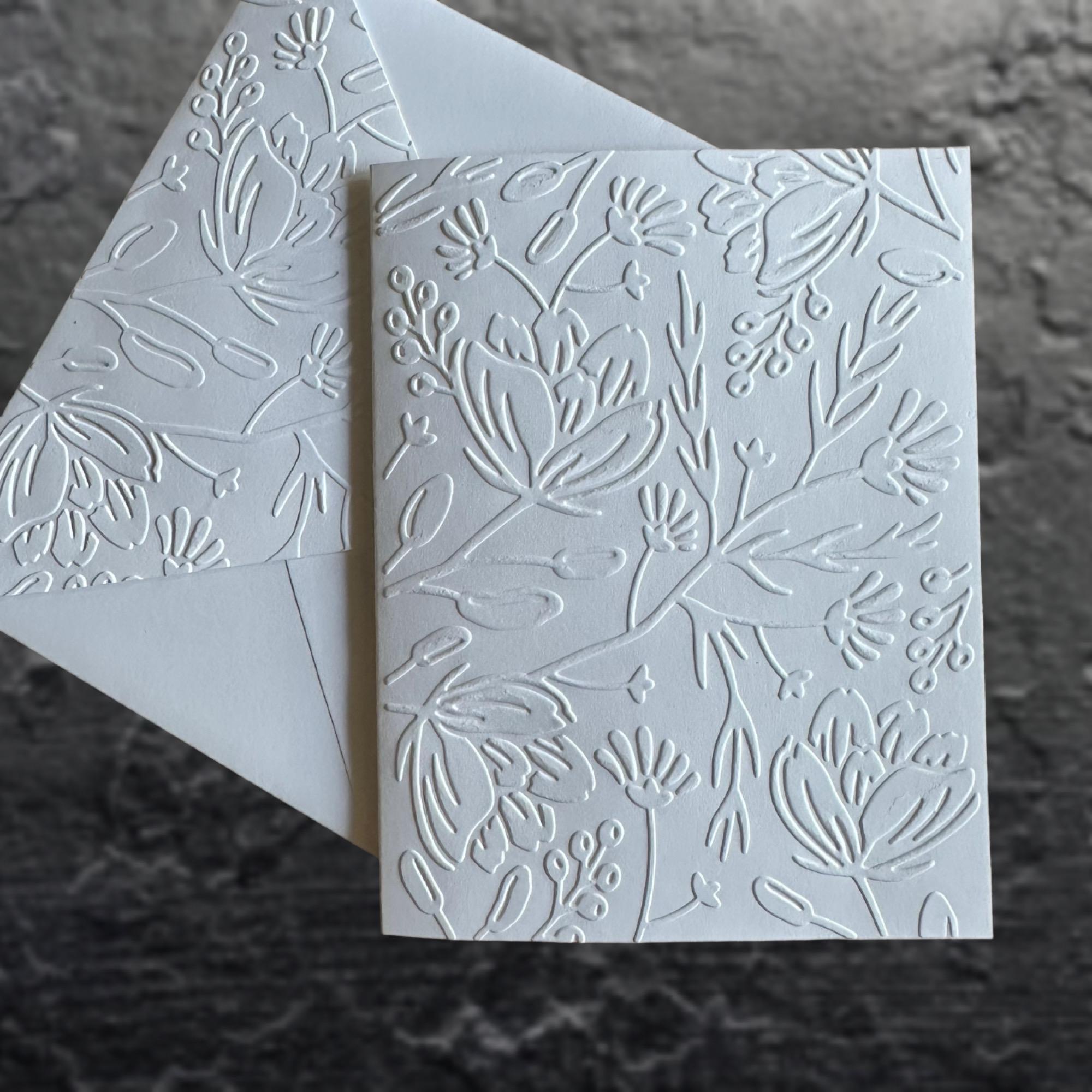 Embossed Floral Greeting Cards Set, Set of 5 or 10 Blank Botanical ...