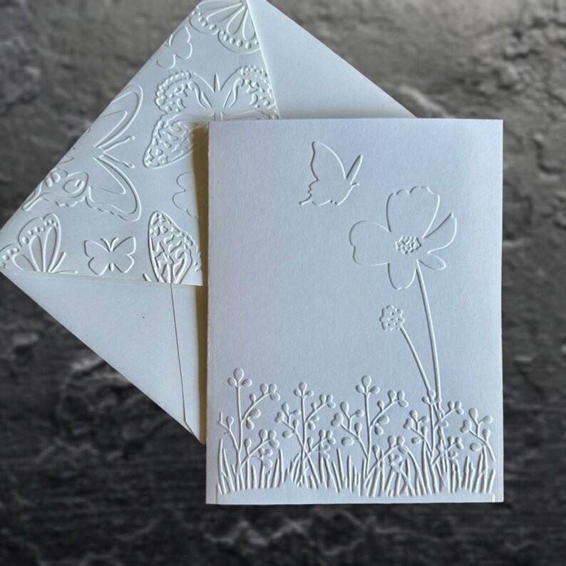 Embossed Floral Greeting Cards Set, Set of 5 or 10 Blank Botanical ...