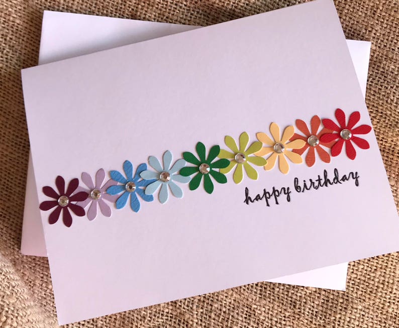 Floral birthday card Handmade greeting Happy birthday card | Etsy