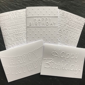 Minimalist birthday cards set, Embossed birthday card assortment, Gender neutral, For him, For her, Handmade greeting card pack
