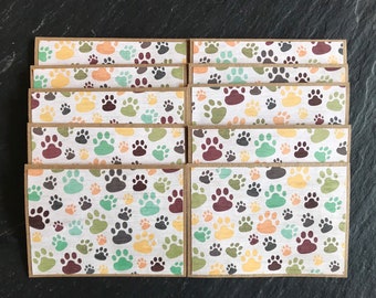 Dog Paw Print Note Cards Set of 10 – Blank Dog Stationery, Card from the Dog, Dog Sympathy, Dog Mom Gift, Dog Birthday