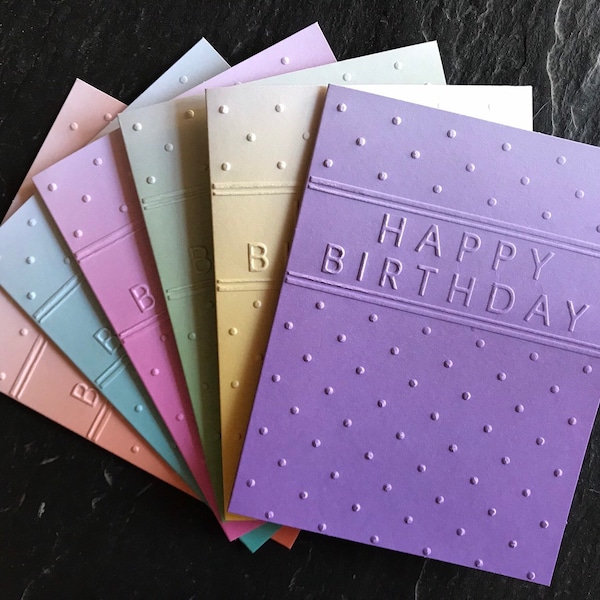 Embossed birthday card pack, Assorted Birthday Cards, Handmade greeting card, Blank card, Birthday bundle, Card set assortment