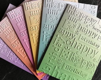 Embossed Birthday Card Set, Handmade Greeting, Birthday Card Assortment, Cards for Him or Her, Card bundle, Bulk Birthday Cards, Card Pack