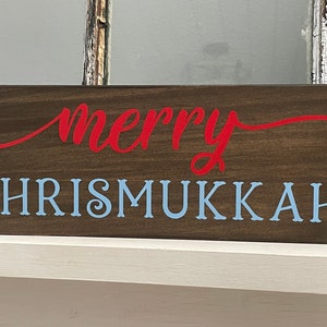 Merry Chrismukkah Holiday Wood Sign Christmas Hanukkah