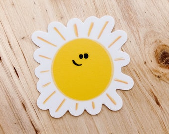 Happy Sun Sticker, pegatinas de sol, pegatinas, pegatina de computadora portátil, pegatina de botella de agua, positividad, sol feliz, sol
