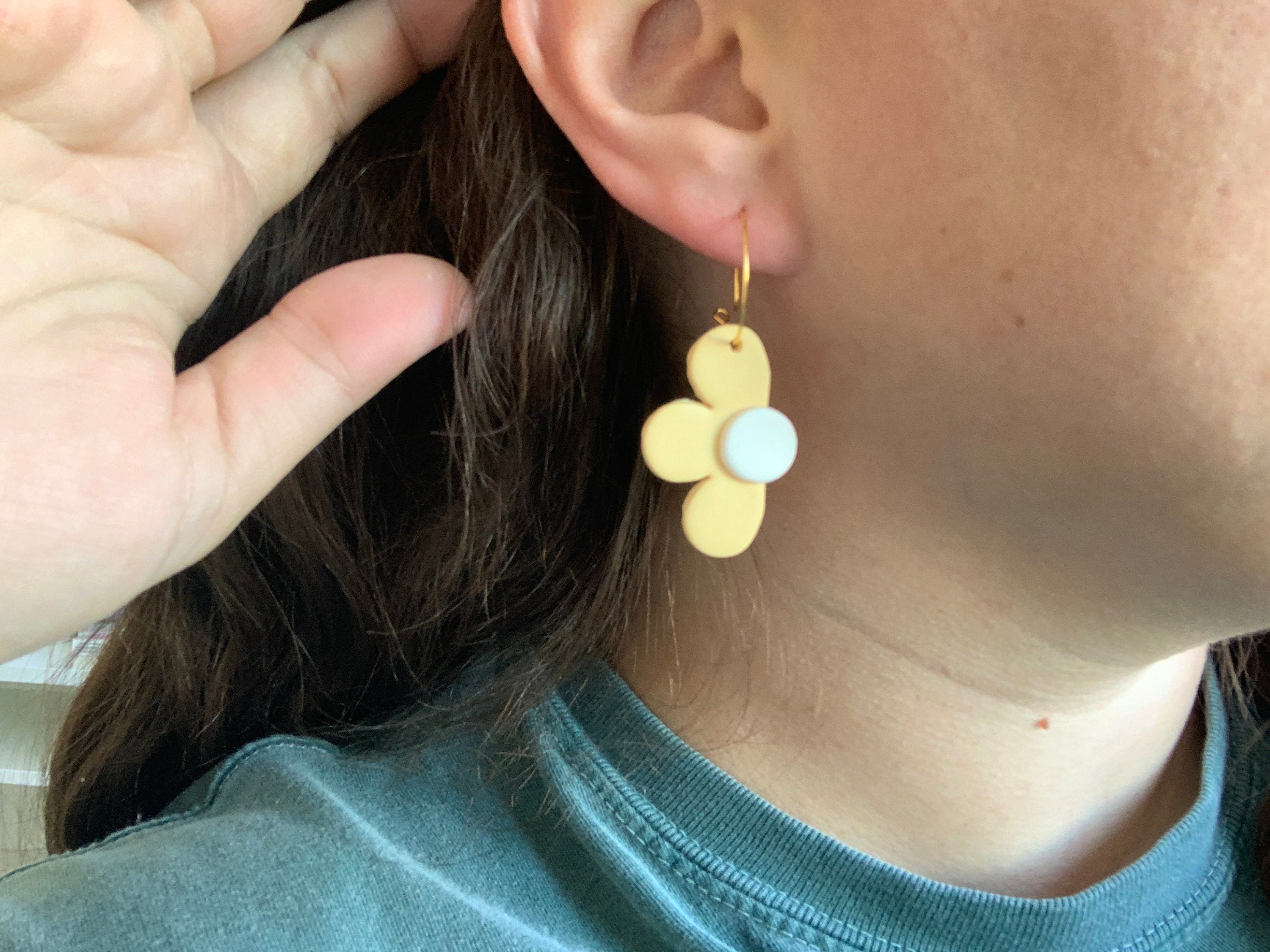 Half Daisy Earring Daisies Earring Polymer Clay Spring Etsy