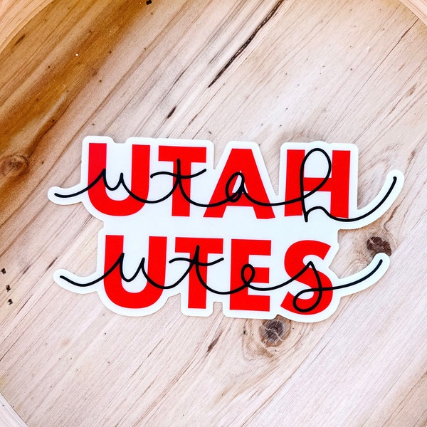 Utah Utes LARGE CLEAR Sticker, Sticker, Water Bottle Sticker, Laptop Sticker, Utah, University of Utah, UofU, Utah Ute, College Football