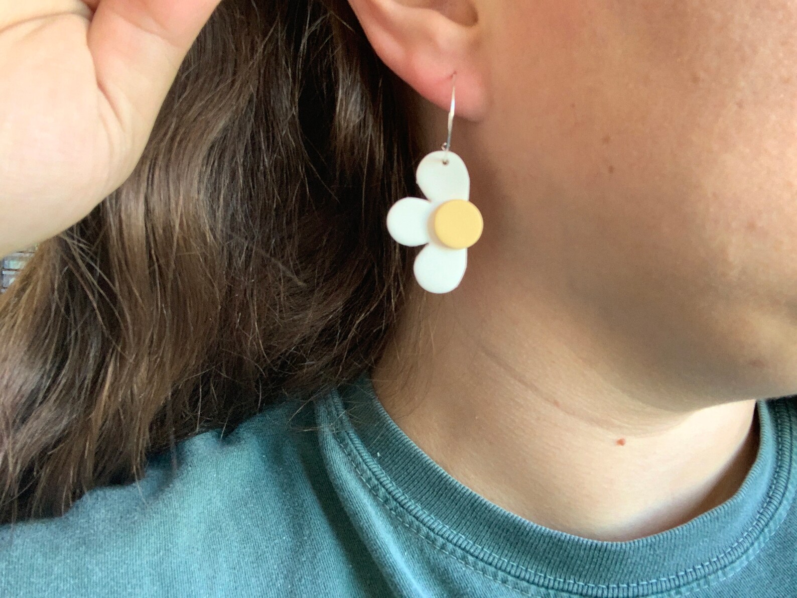 Half Daisy Earring Daisies Earring Polymer Clay Spring Etsy