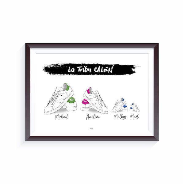 Cartel personalizado de ilustración de baloncesto familiar de Stan Smith digital y en papel