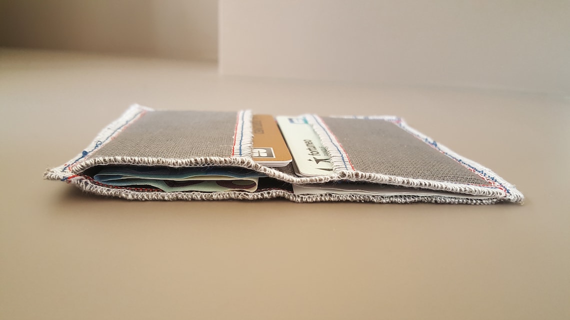 Grey linen bank card holder credit card case Etsy