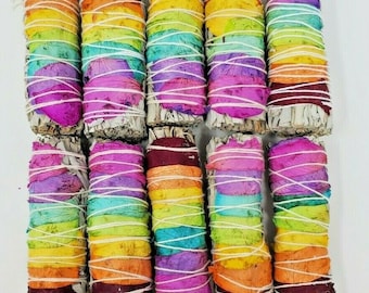 10X California White Sage Smudge Sticks with color Rose Petals 4" Negativity Removal