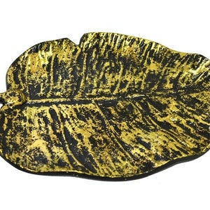 NEW Golden Metal Leaf Incense Smudge Burner, Home Decor, ETC. 12&quot;L 7.5&quot;W