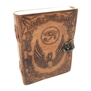 Eye of Horus Leather Journal 5x7&quot; with Latch Closure, Embossed Leather, NEW ITEM