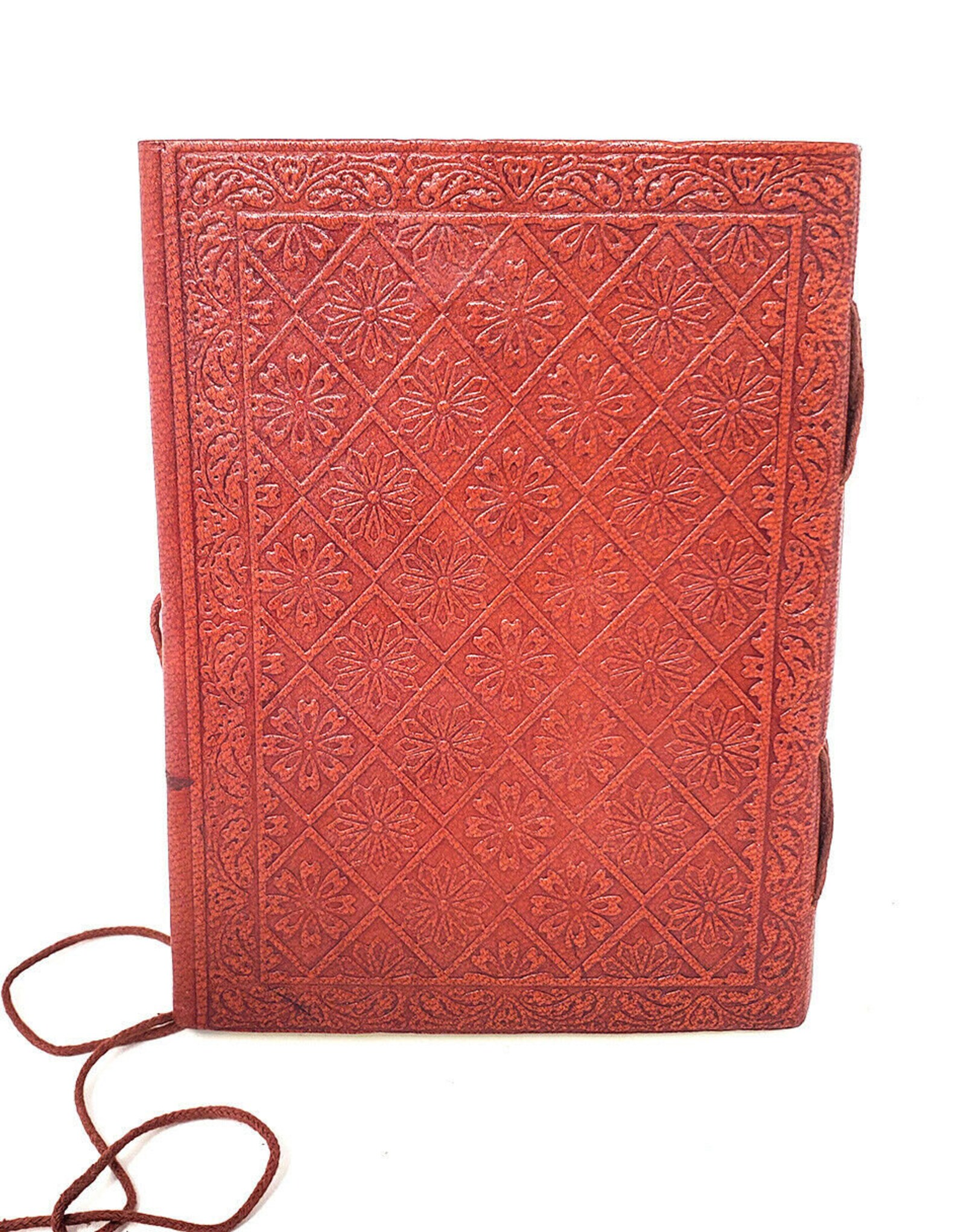 Heart Leather Journal 5x7 with Cord Closure Embossed Etsy
