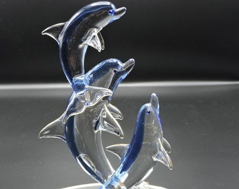 Art Glass Sculpture Made Of Glass Dolfin Animals Glass Handmade Blown Glass Figurine Art Blown Glass