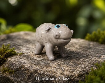 Mini hipopótamo de vidrio hecho a mano