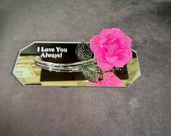 HandMade Blown Glass Rose  - PINK Glass Rose