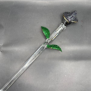 HandMade Blown Glass Rose Bud - Black Rose Bud