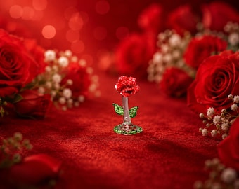 Hand Made Glass Mini Red Friendship Flower