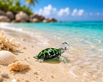 Hand Made Blown Glass Mini Sea Turtle