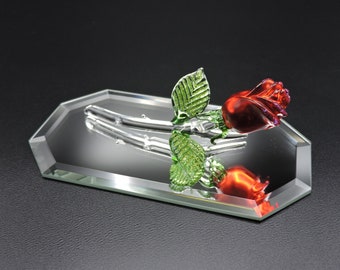Hand Made Blown Glass - Red Rose