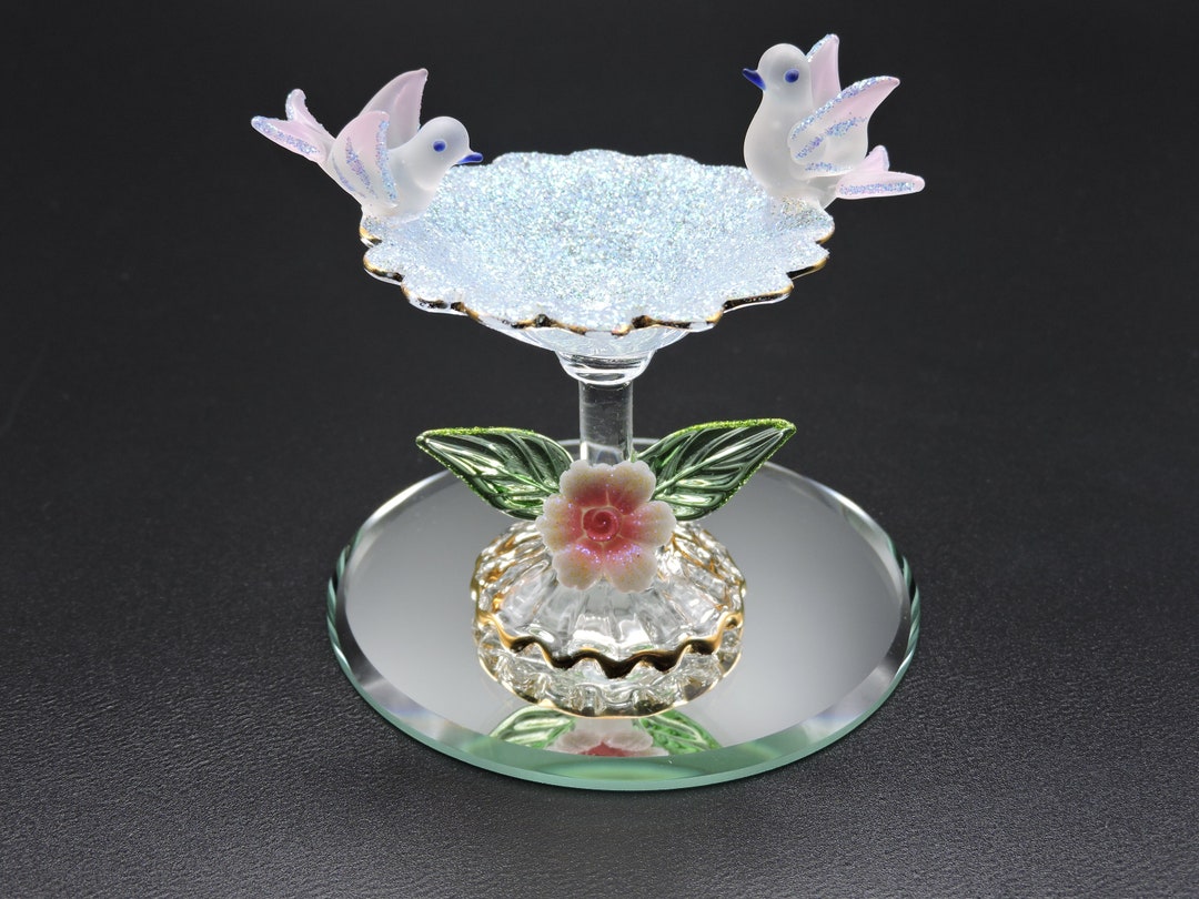 Hand Made Blown Glass Bird Bath Etsy