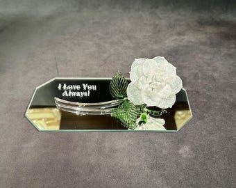 HandMade Blown Glass Rose  - WHITE Glass Rose