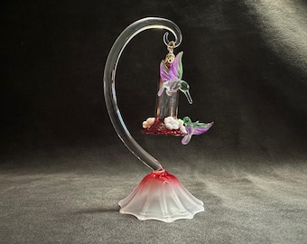 Handmade Glass Hummingbird Feeder