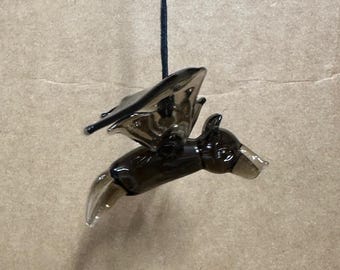 Handmade Blown Glass Hanging Black Bat
