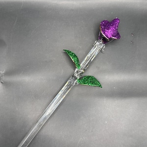 HandMade Blown Glass Rose Bud - Purple Rose Bud