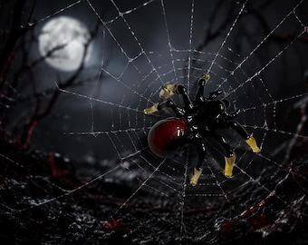 Handmade Blown Glass Mini Black Widow Spider