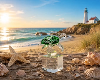 Sea Turtle Glass Figurine - Hand Made Glass