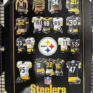 Pittsburgh Steelers Football Uniform Geschichte gerahmter Druck