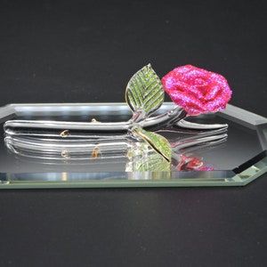Hand Made Blown Glass & Porcelain - Red Rose/Flower