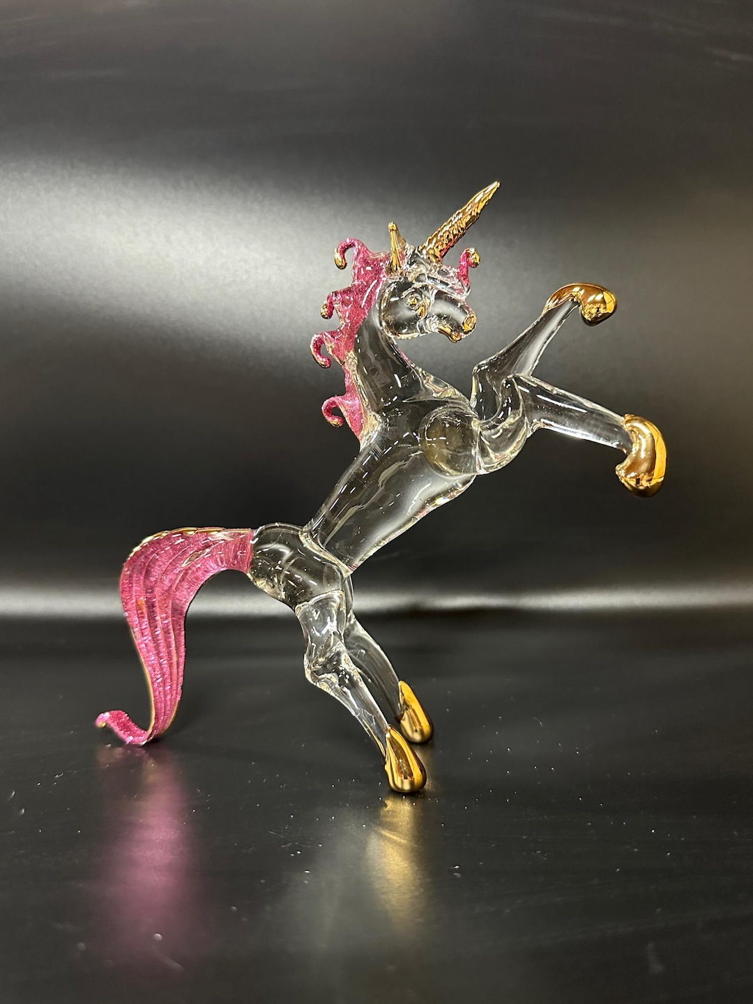 Handmade Blown Glass Rearing Unicorn Trimmed With 22K Gold - Etsy